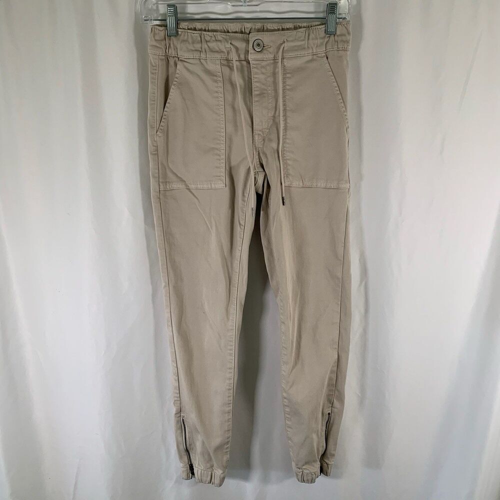 American Eagle Pants Womens 2 Beige Drawstring Next Level Stretch Cotton Blend